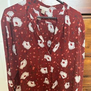 Beautiful flowy blouse red flowers